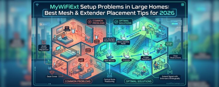 MyWiFiExt Setup Problems in Large Homes: Best Mesh & Extender Placement Tips for 2026